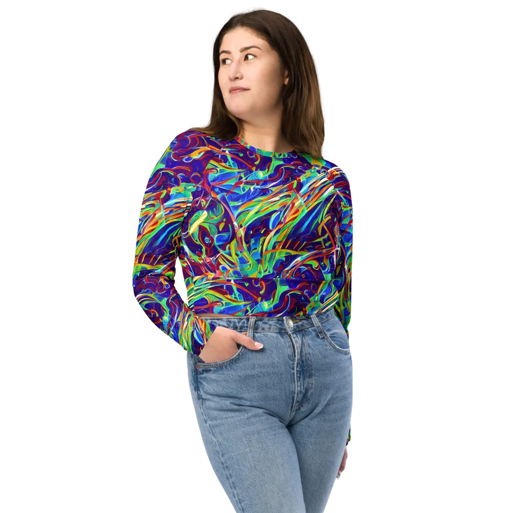 Limefire Currents on Long Sleeve Crop Top — Front