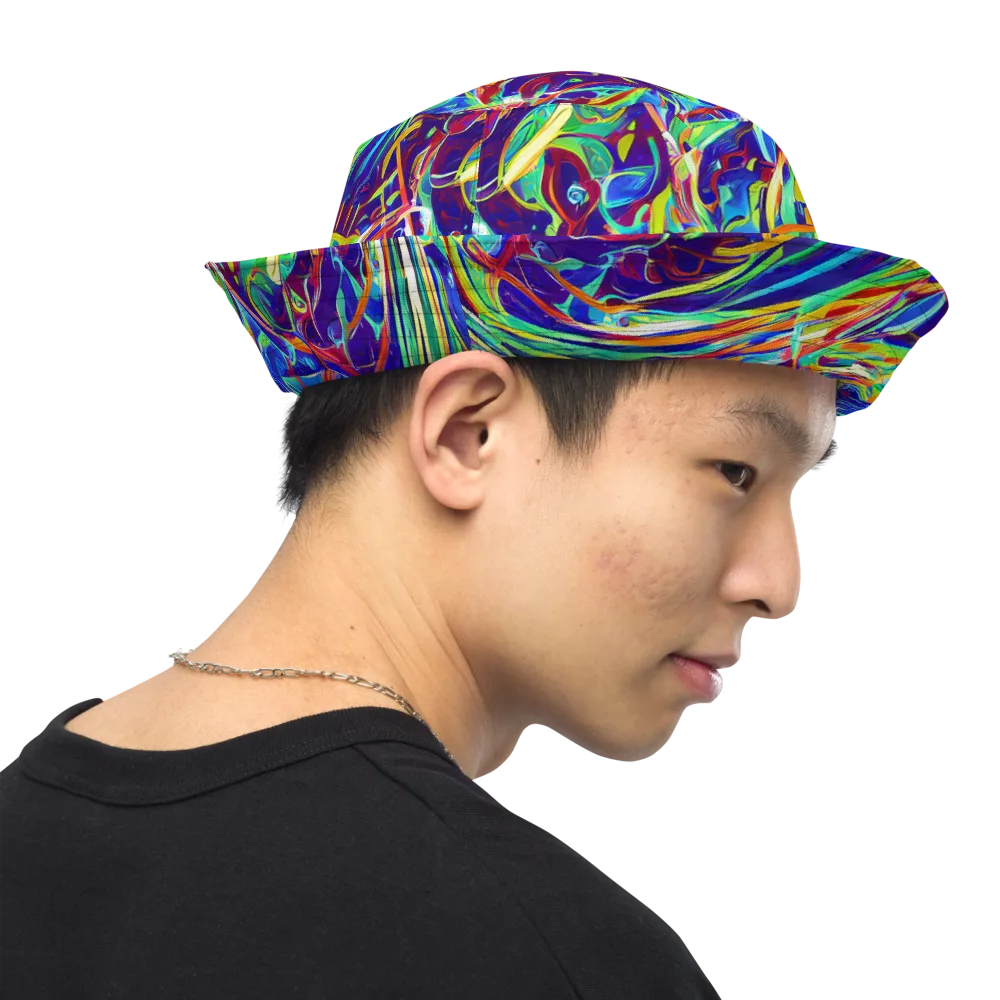Limefire Currents on Reversible Bucket Hat — Right Outside