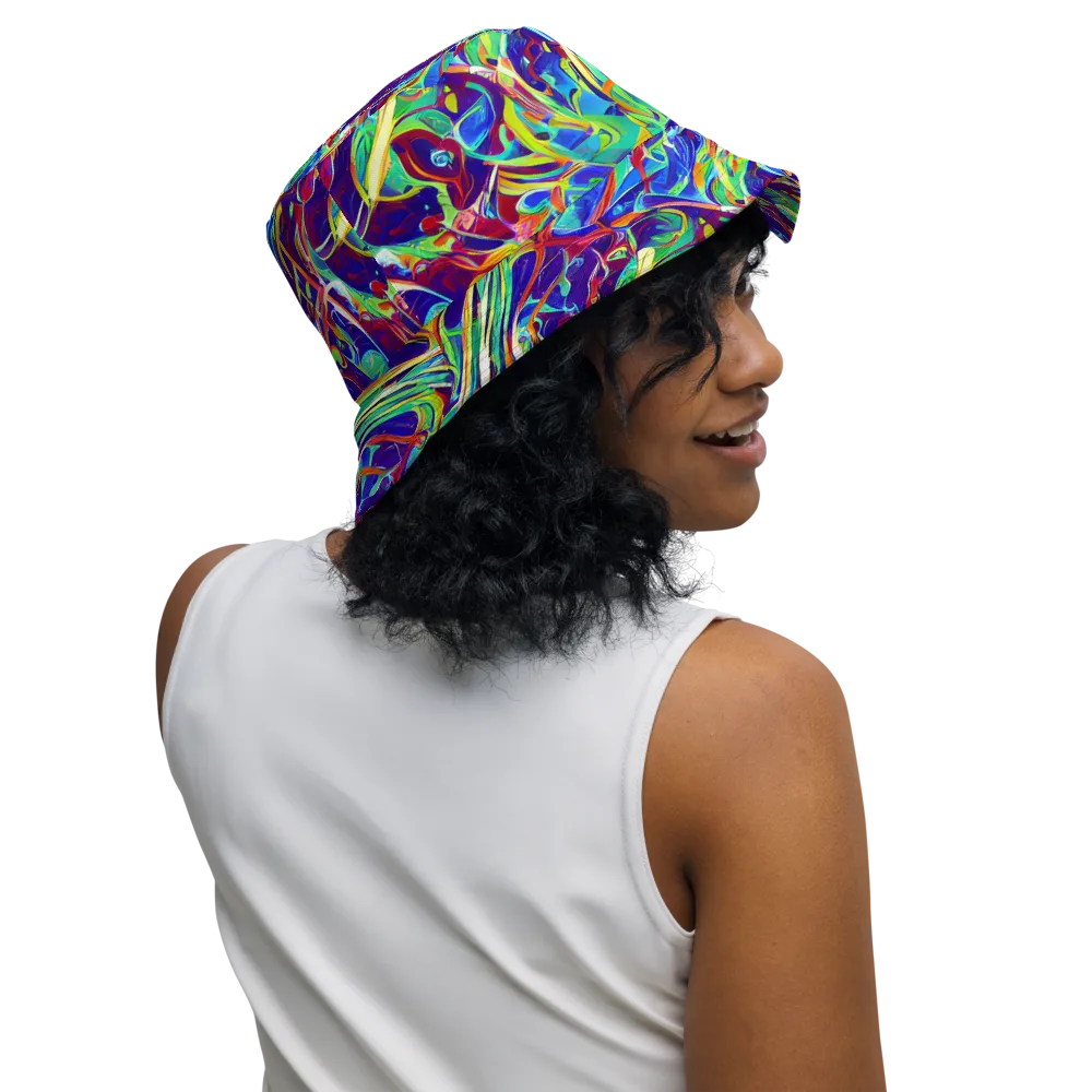 Limefire Currents on Reversible Bucket Hat — Right Outside