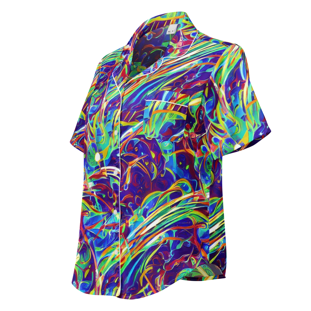 Limefire Currents on Women's Short Sleeve Pajama Top — Left Front