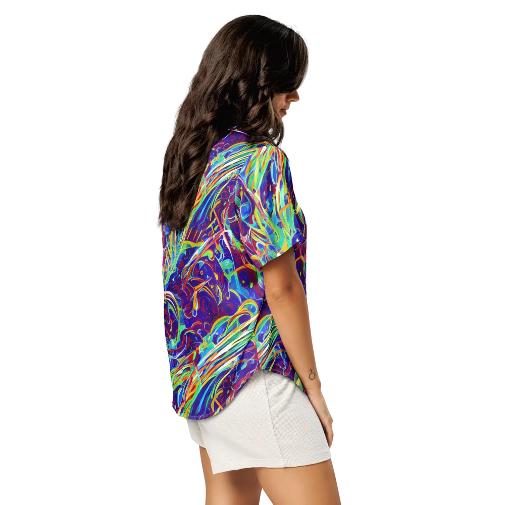 Limefire Currents on Women's Short Sleeve Pajama Top — Right Back
