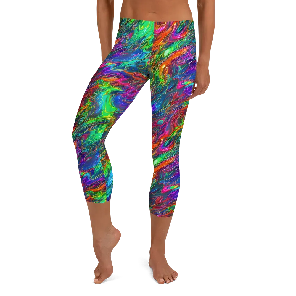 Rainbow Rebellion on Capri Leggings — Front