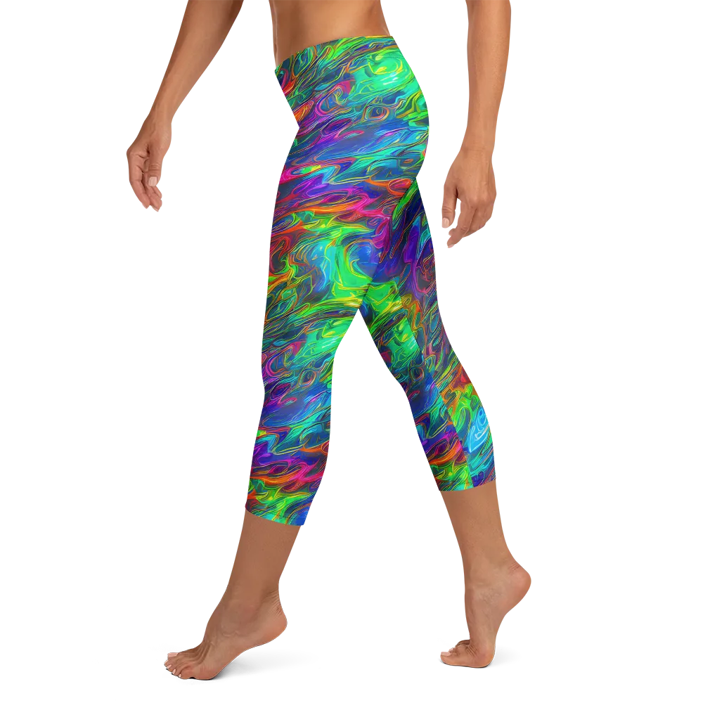 Rainbow Rebellion on Capri Leggings — Left