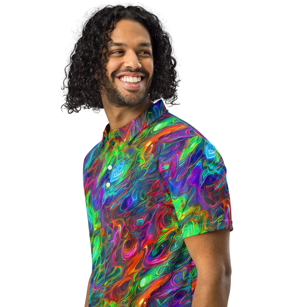 Rainbow Rebellion on Men's Slim Fit Polo Shirt — Left Front