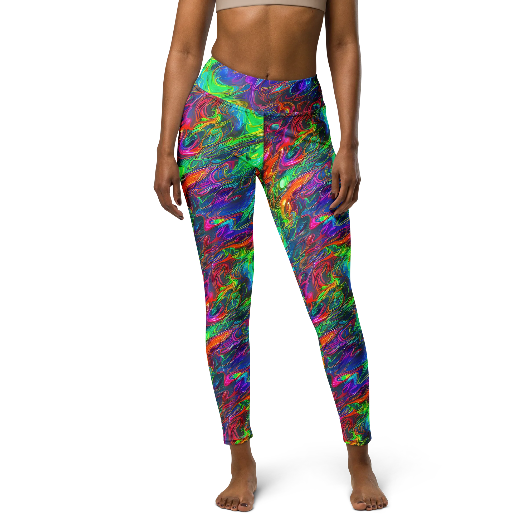 Rainbow Rebellion on Yoga Leggings — Front