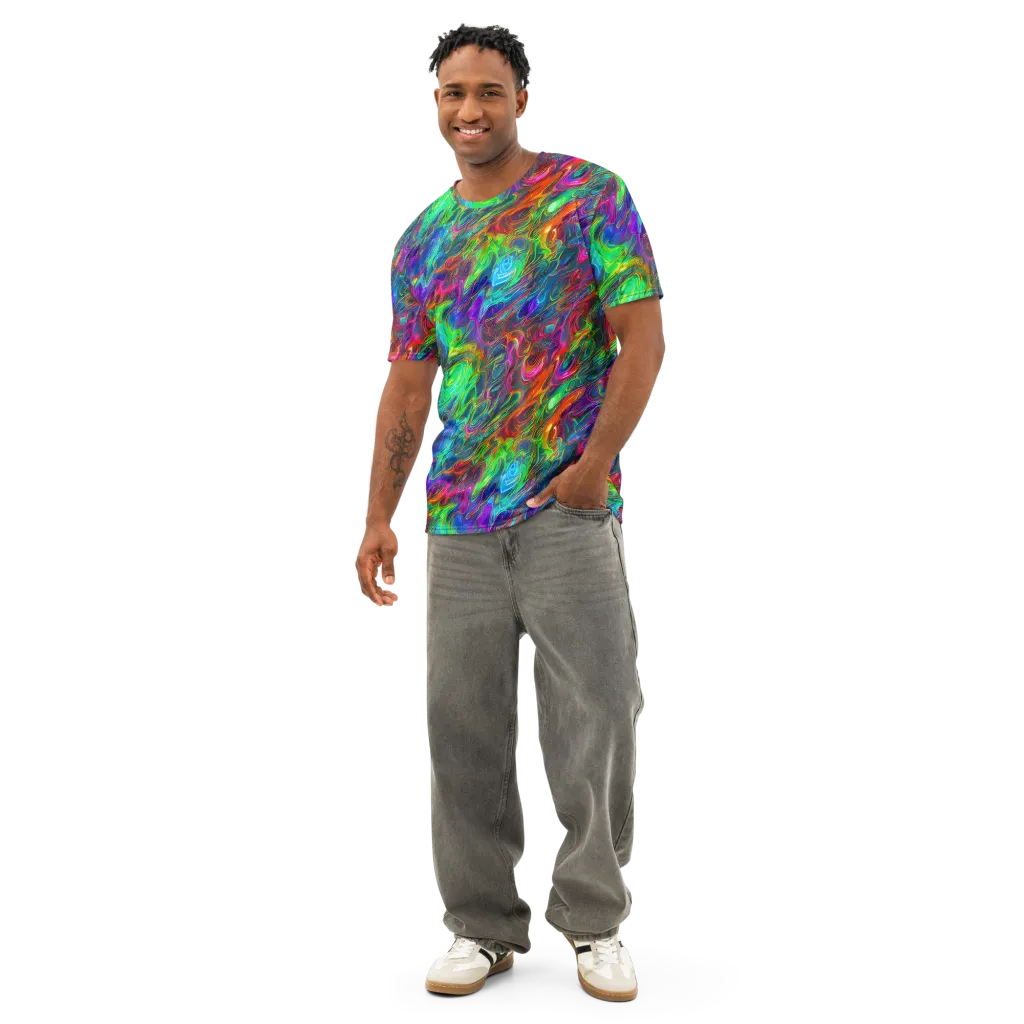 Rainbow Rebellion on Men's Cotton Crew Neck T-Shirt — Front