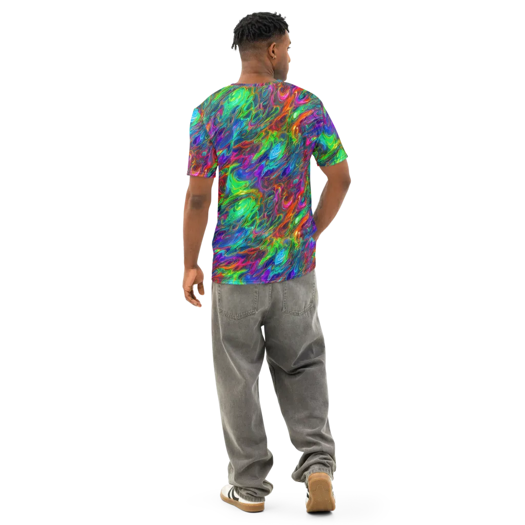Rainbow Rebellion on Men's Cotton Crew Neck T-Shirt — Back