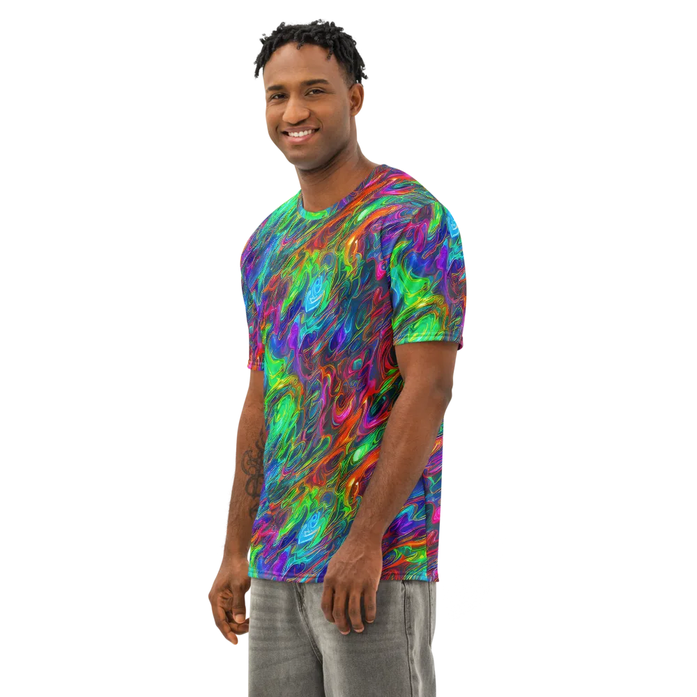Rainbow Rebellion on Men's Cotton Crew Neck T-Shirt — Left Front