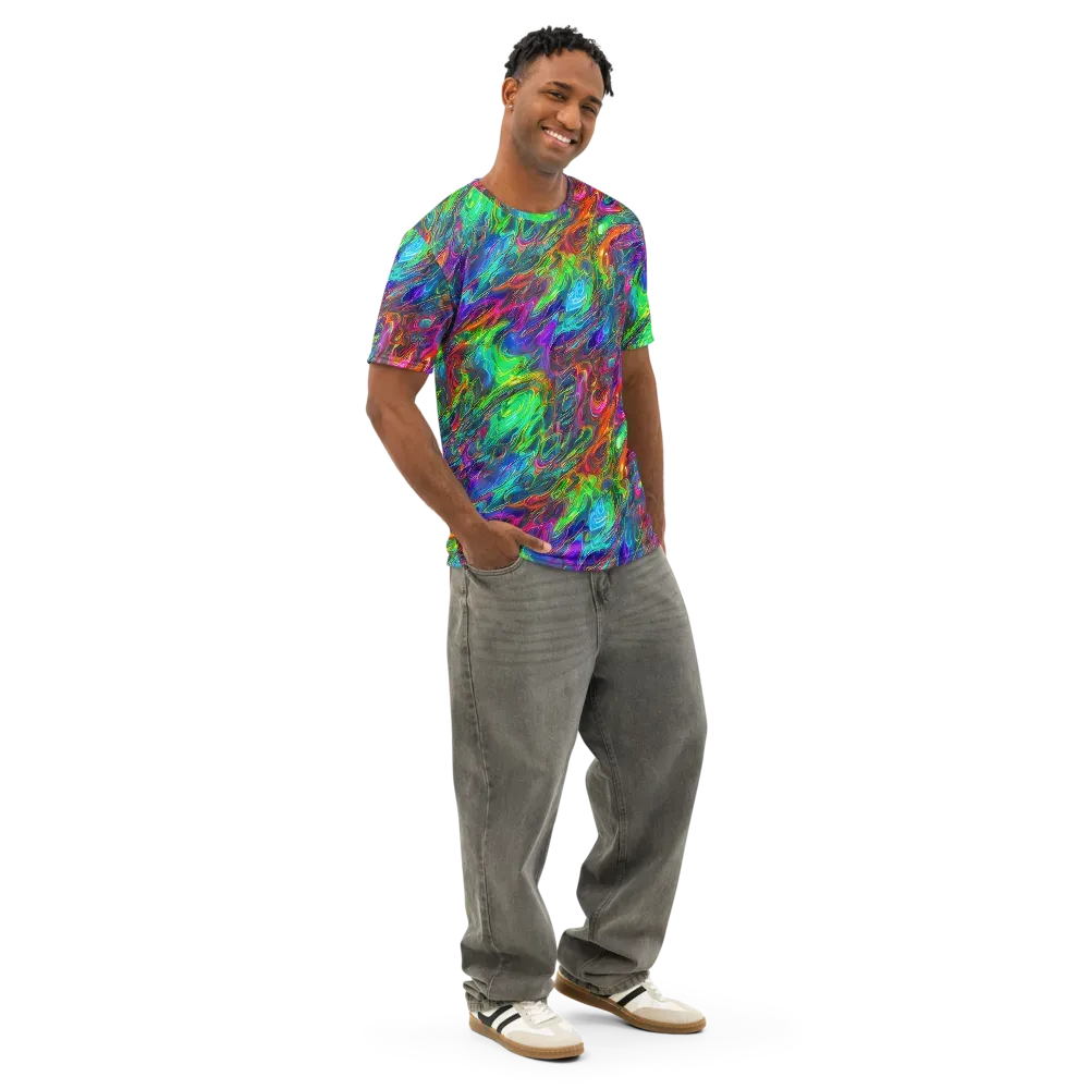 Rainbow Rebellion on Men's Cotton Crew Neck T-Shirt — Right Front