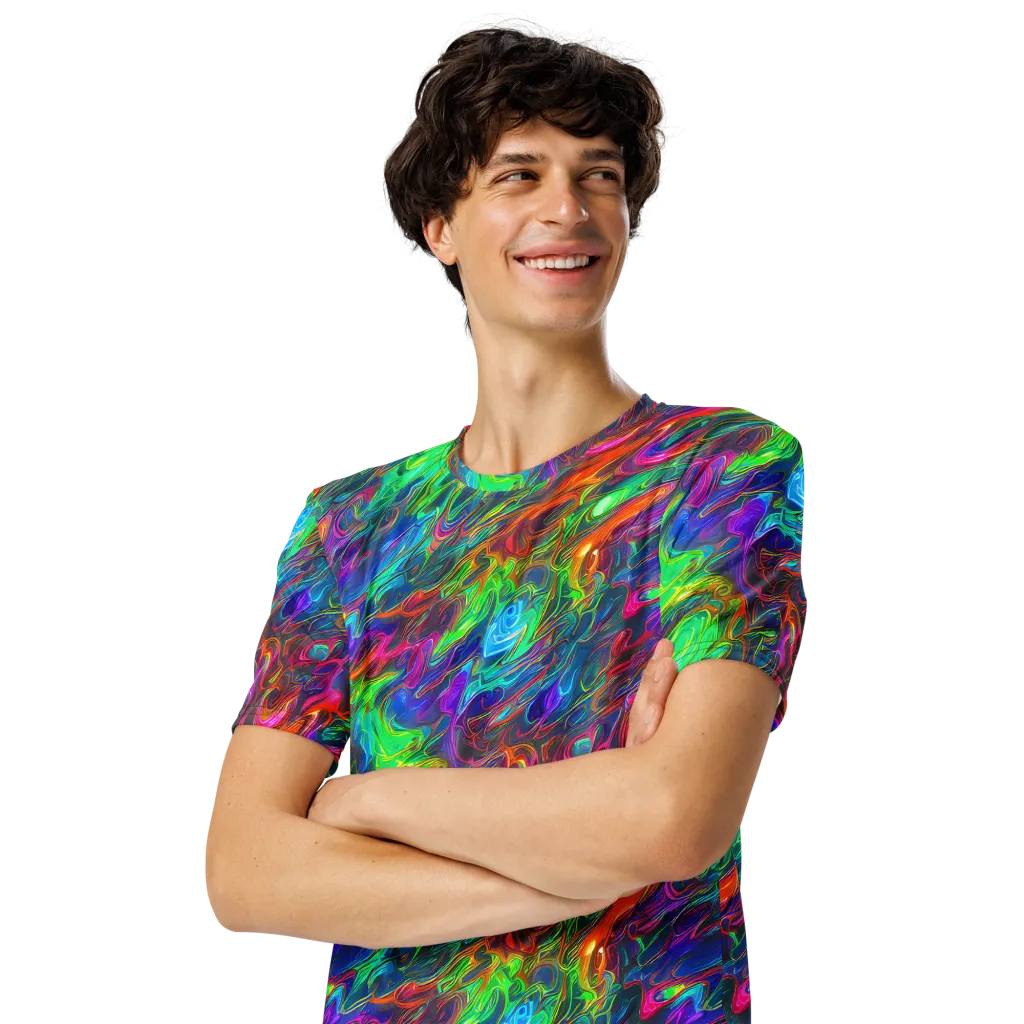 Rainbow Rebellion on Men's Crew Neck T-Shirt — Left Front