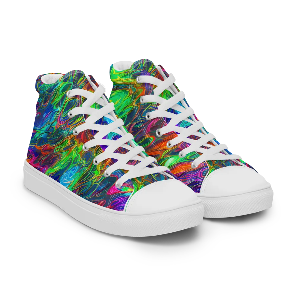 Rainbow Rebellion on Men's High Top Canvas Shoes — Right Front