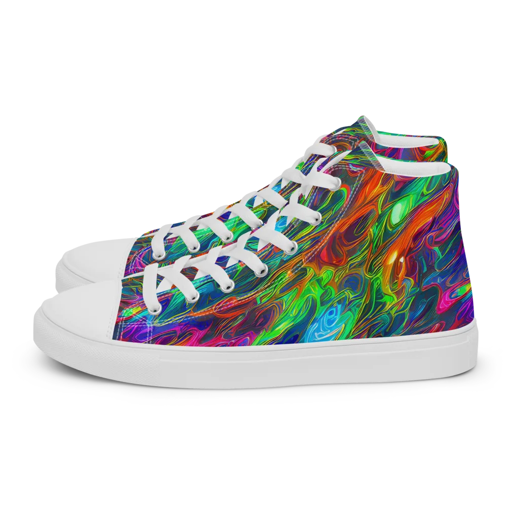 Rainbow Rebellion on Men's High Top Canvas Shoes — Left