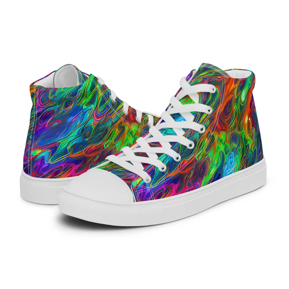 Rainbow Rebellion on Men's High Top Canvas Shoes — Left