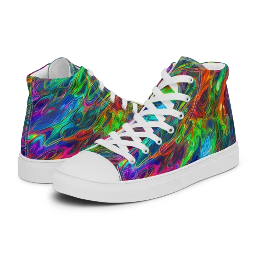 Rainbow Rebellion on a Men's High Top Canvas Shoes