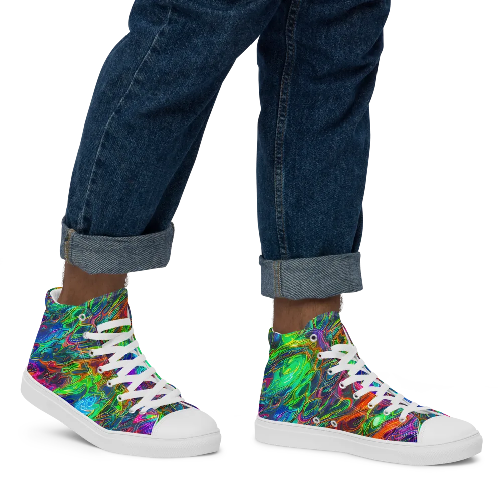 Rainbow Rebellion on Men's High Top Canvas Shoes — Right