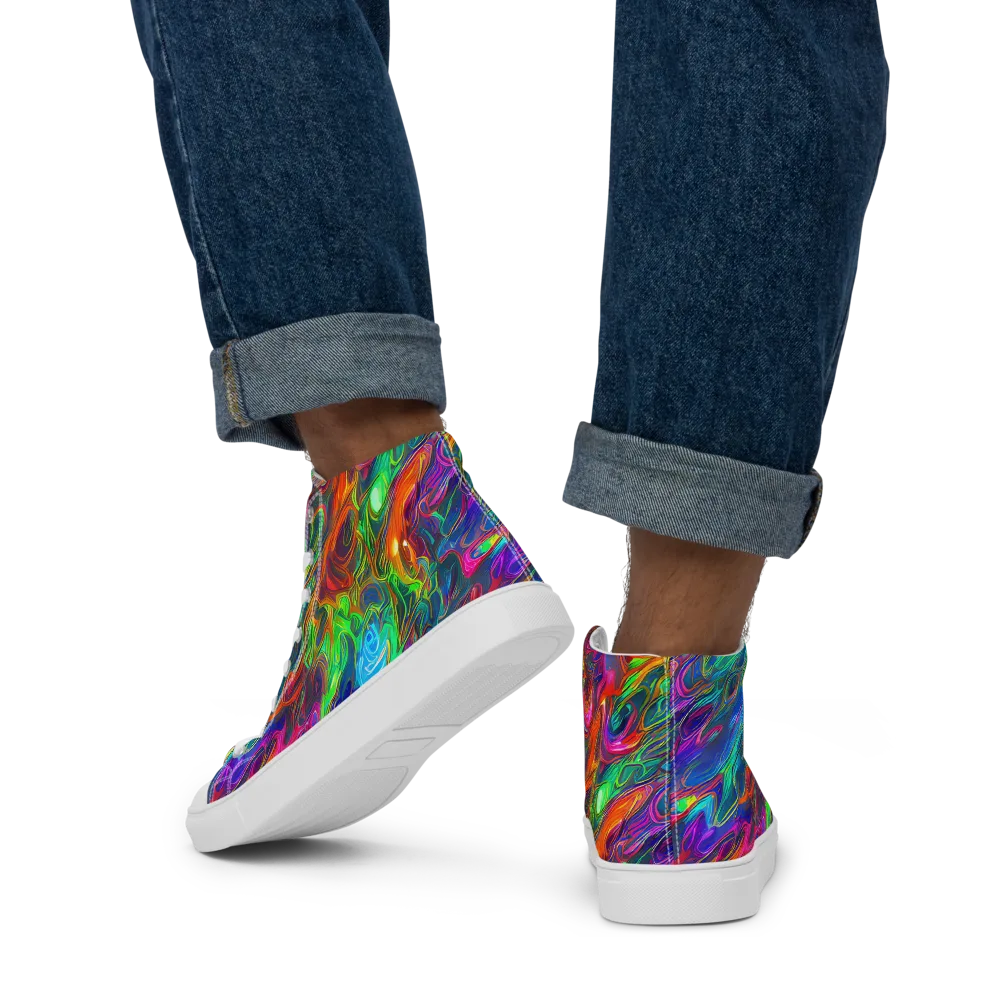 Rainbow Rebellion on Men's High Top Canvas Shoes — Back