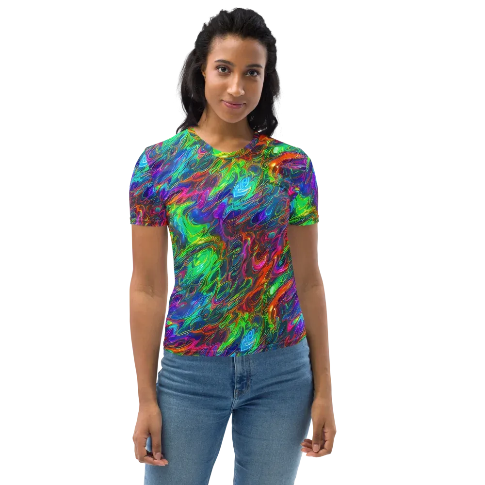 Rainbow Rebellion on Women's Crew Neck T-Shirt — Front