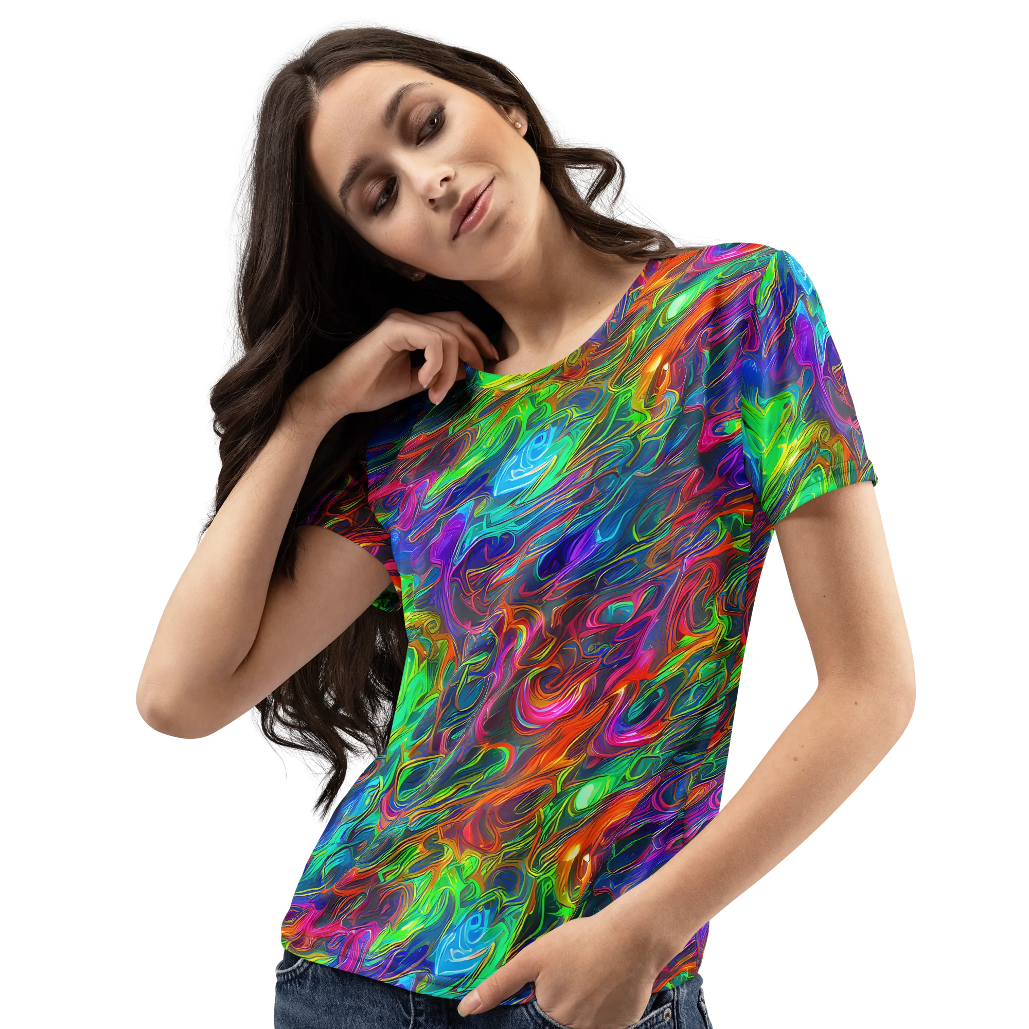 Rainbow Rebellion on Women's Crew Neck T-Shirt — Left Front