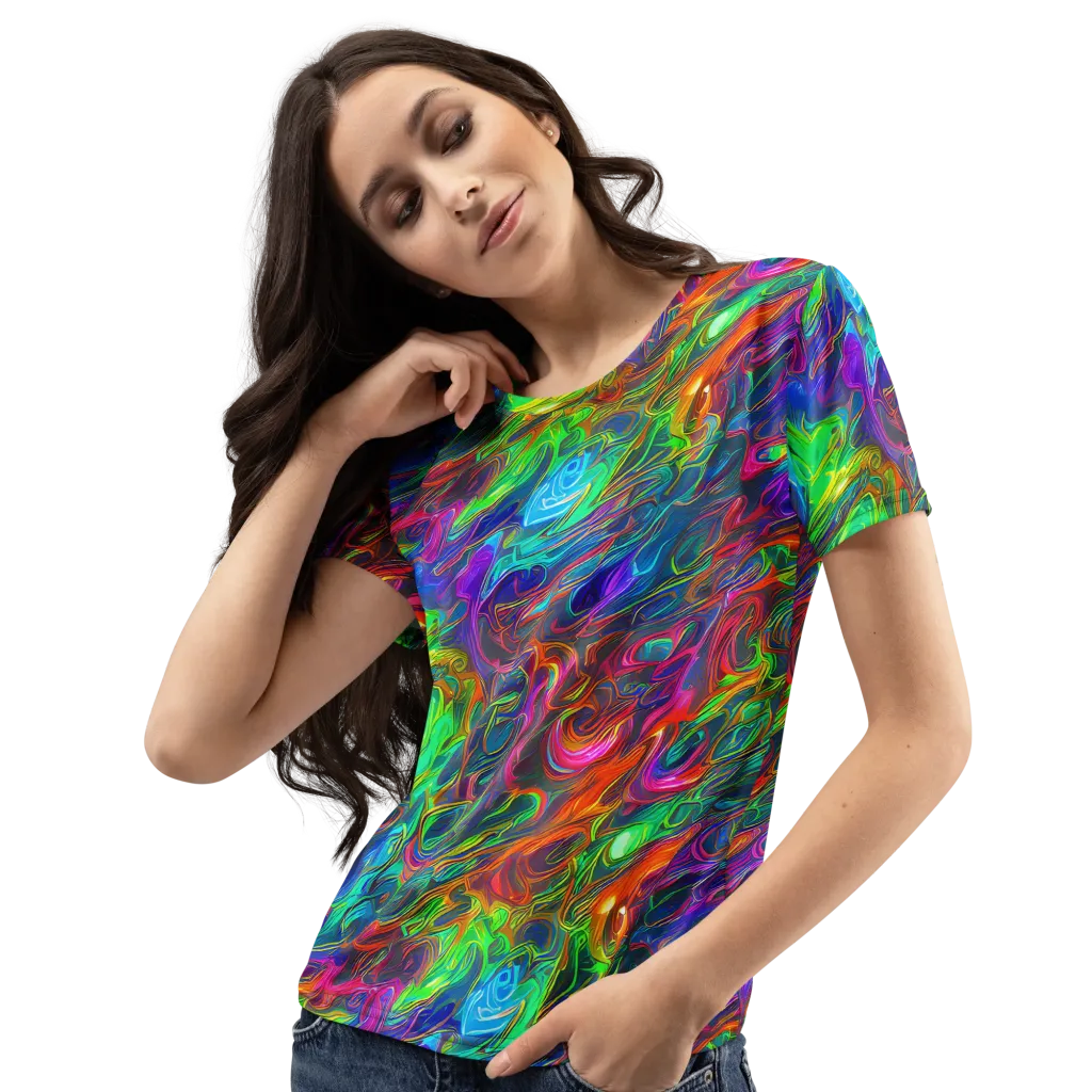 Rainbow Rebellion on Women's Crew Neck T-Shirt — Left Front