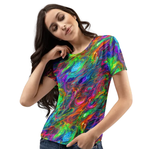 Rainbow Rebellion on a Women's Crew Neck T-Shirt