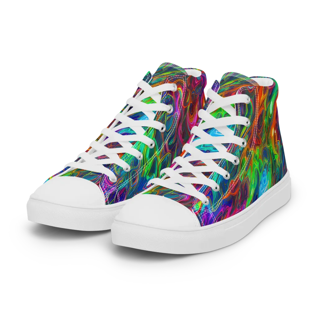 Rainbow Rebellion on Women's High Top Canvas Shoes — Left Front