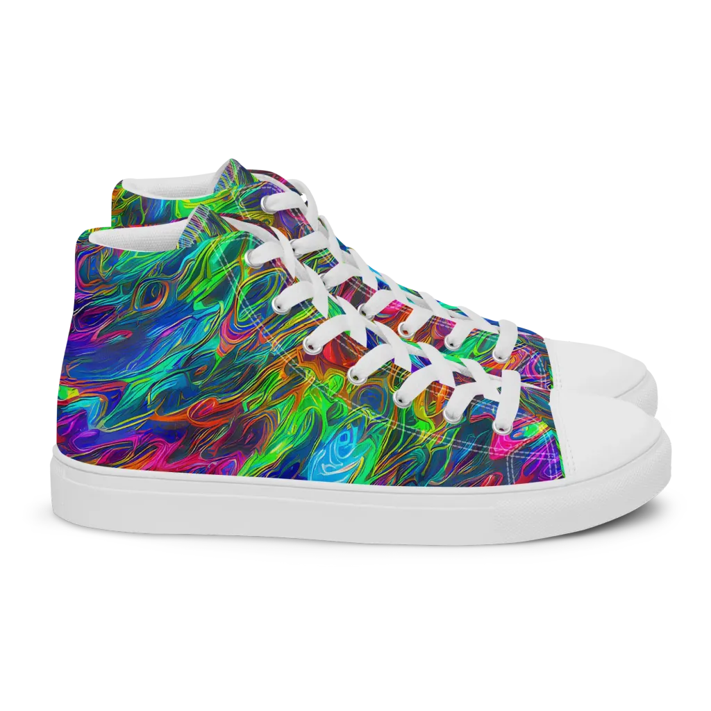 Rainbow Rebellion on Women's High Top Canvas Shoes — Right