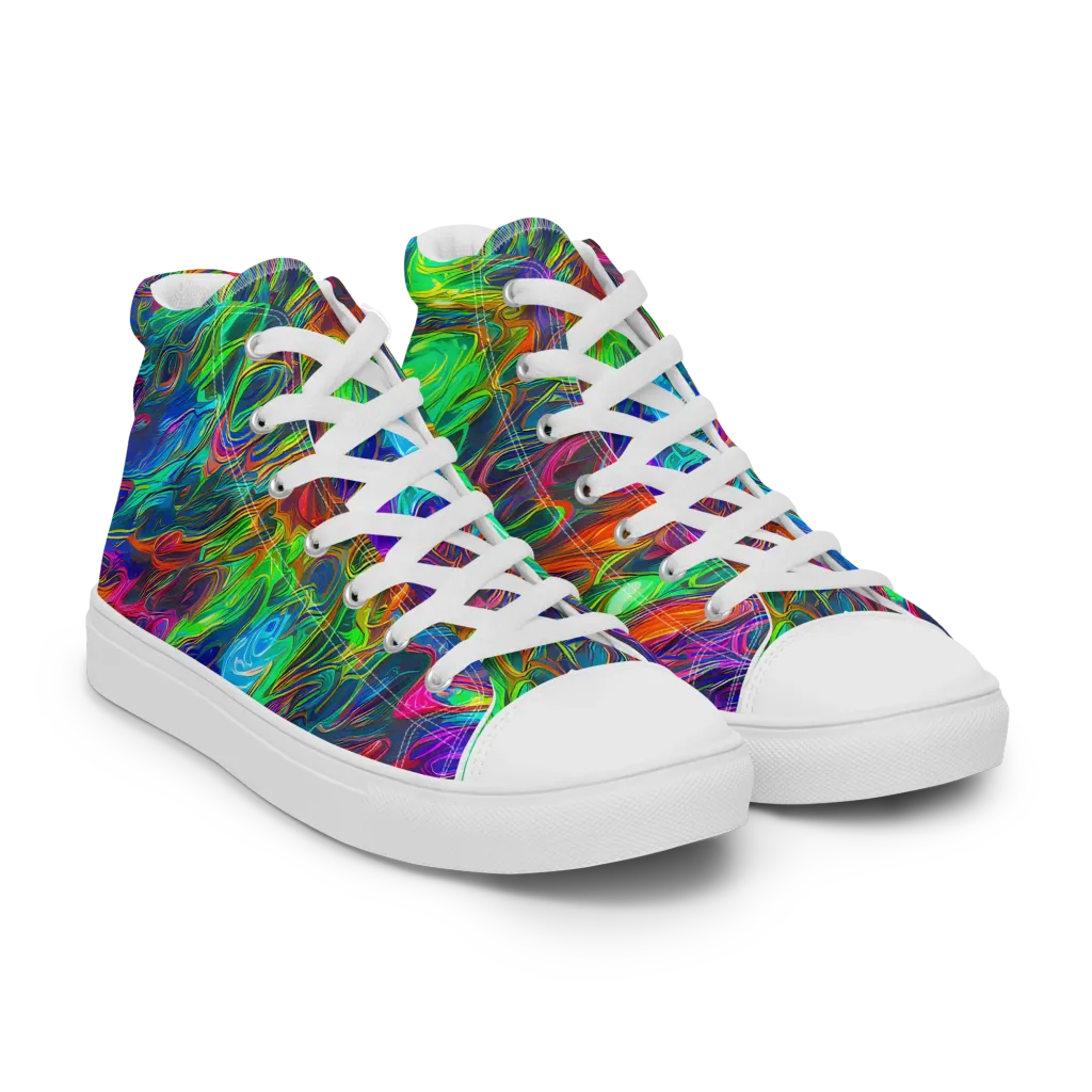 Rainbow Rebellion on Women's High Top Canvas Shoes — Right Front