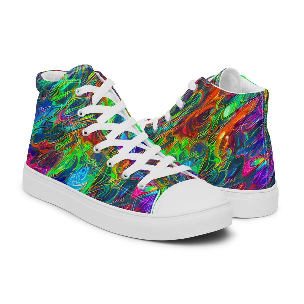 Rainbow Rebellion on Women's High Top Canvas Shoes — Right