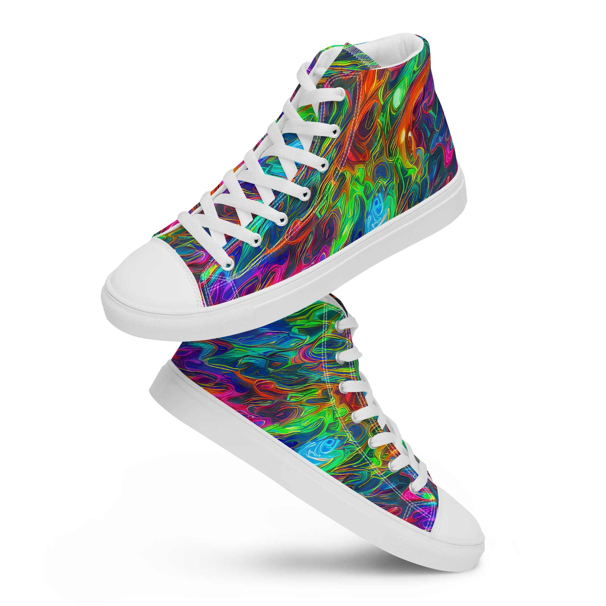 Rainbow Rebellion on Women's High Top Canvas Shoes — Front