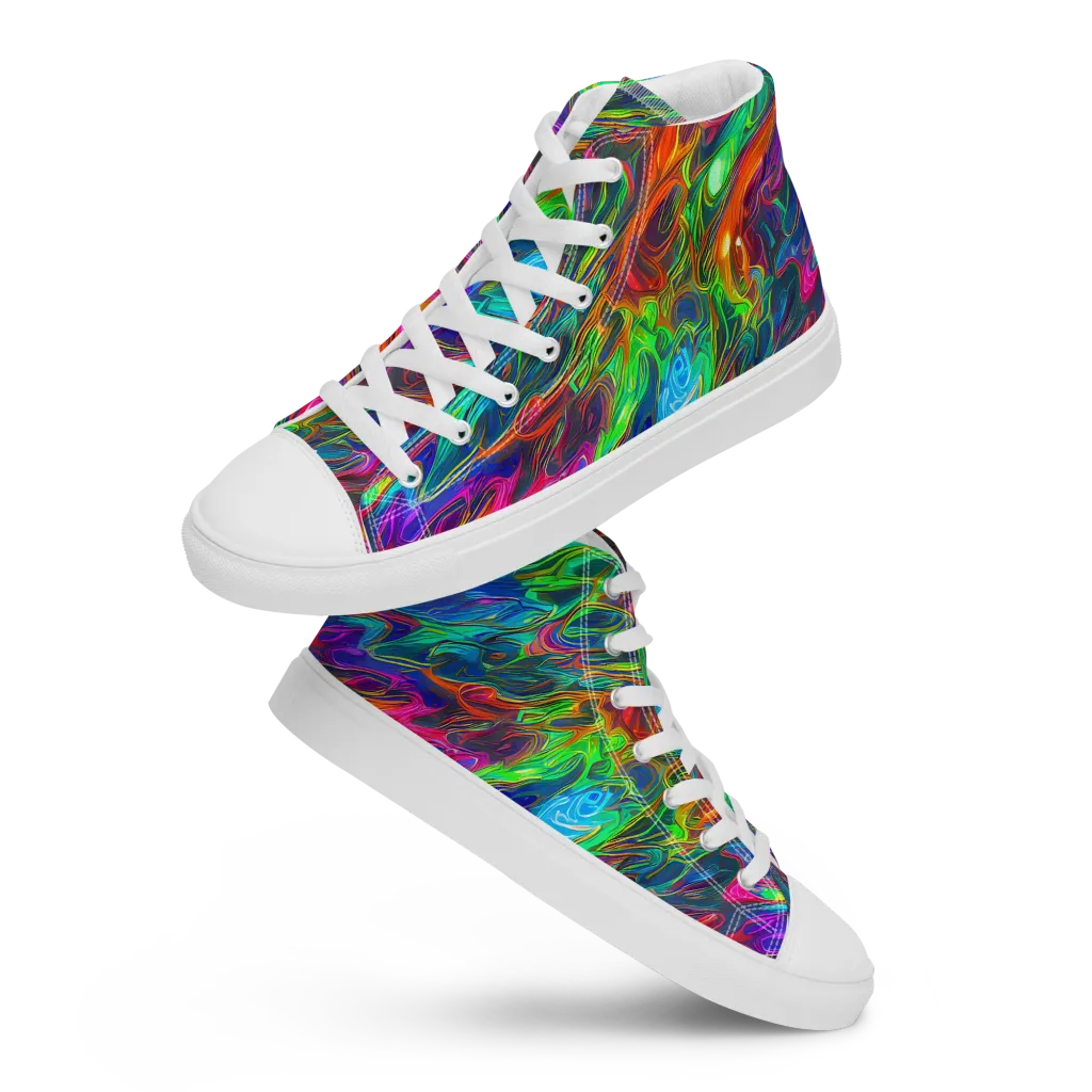 Rainbow Rebellion on Women's High Top Canvas Shoes — Front