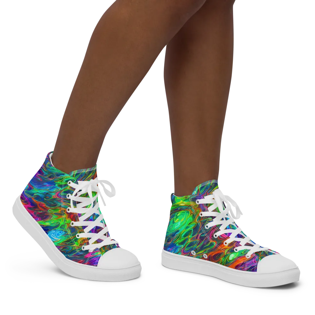 Rainbow Rebellion on Women's High Top Canvas Shoes — Right