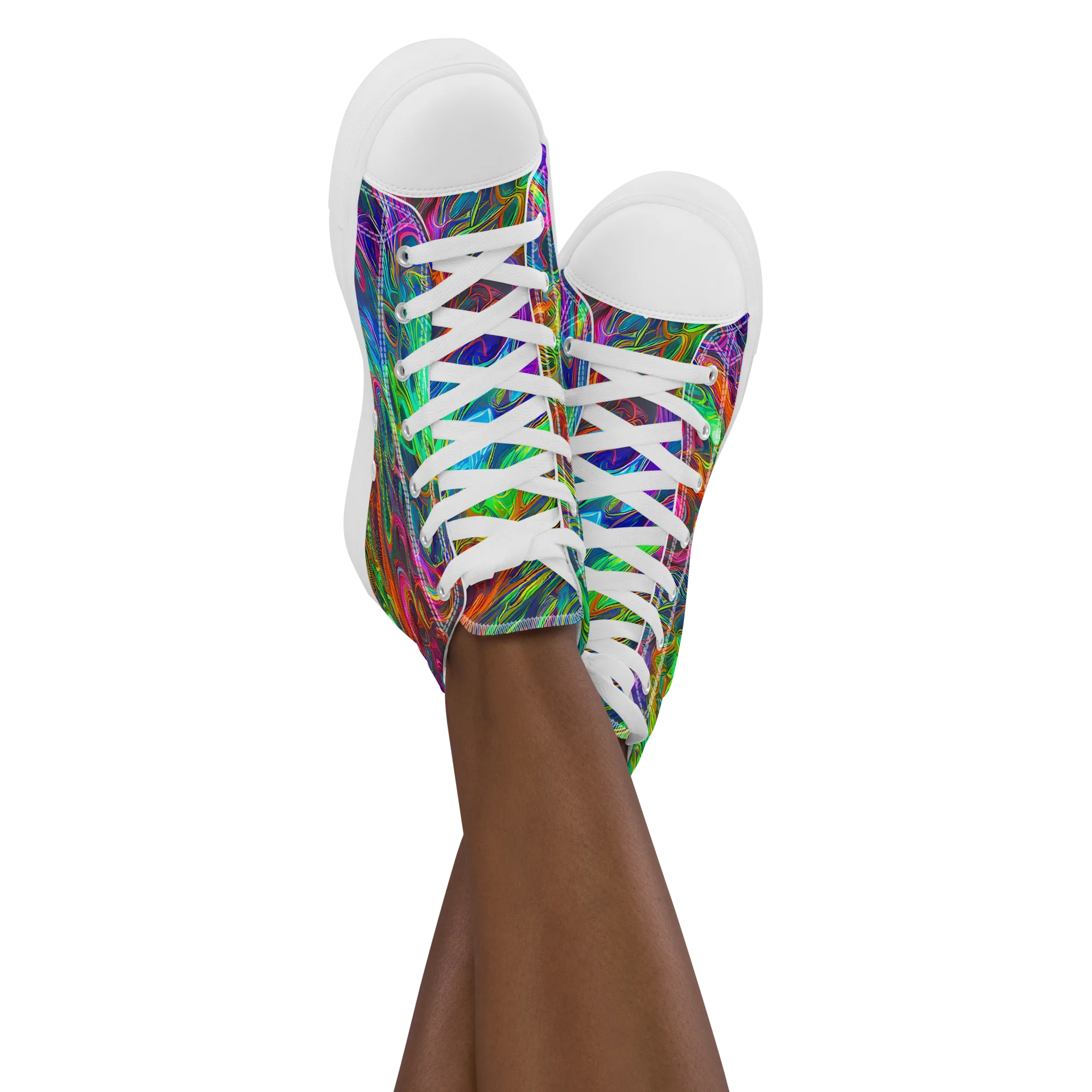 Rainbow Rebellion on Women's High Top Canvas Shoes — Front