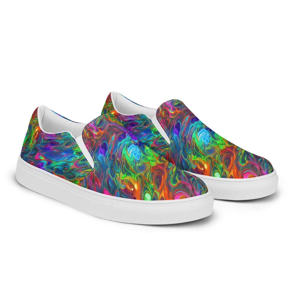 Rainbow Rebellion on Men's Slip-On Canvas Shoes — Right Front
