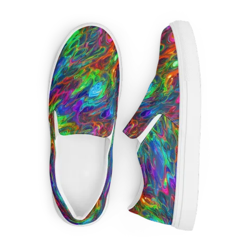 Rainbow Rebellion on a Men's Slip-On Canvas Shoes
