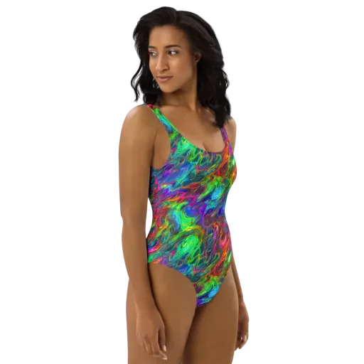 Rainbow Rebellion on a One-Piece Swimsuit