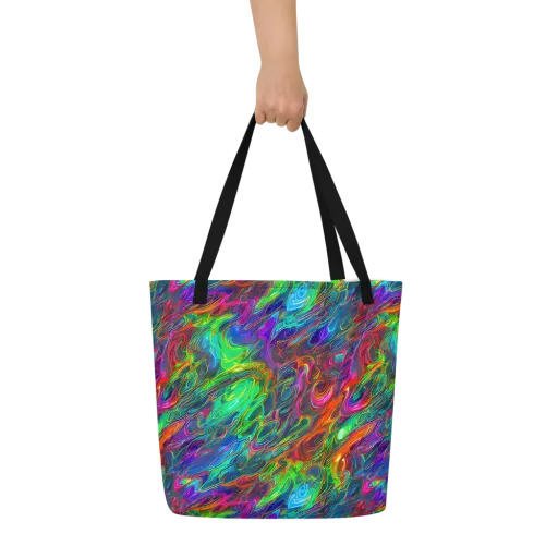 Rainbow Rebellion on a Large Tote Bag W/ Pocket
