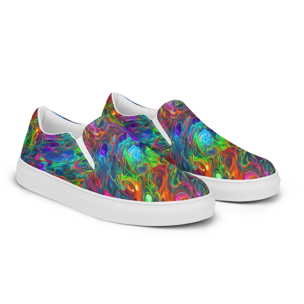 Rainbow Rebellion on Women's Slip-On Canvas Shoes — Right Front