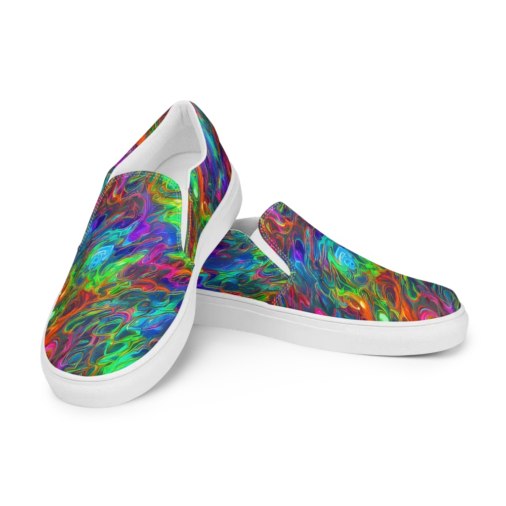 Rainbow Rebellion on Women's Slip-On Canvas Shoes — Left Front