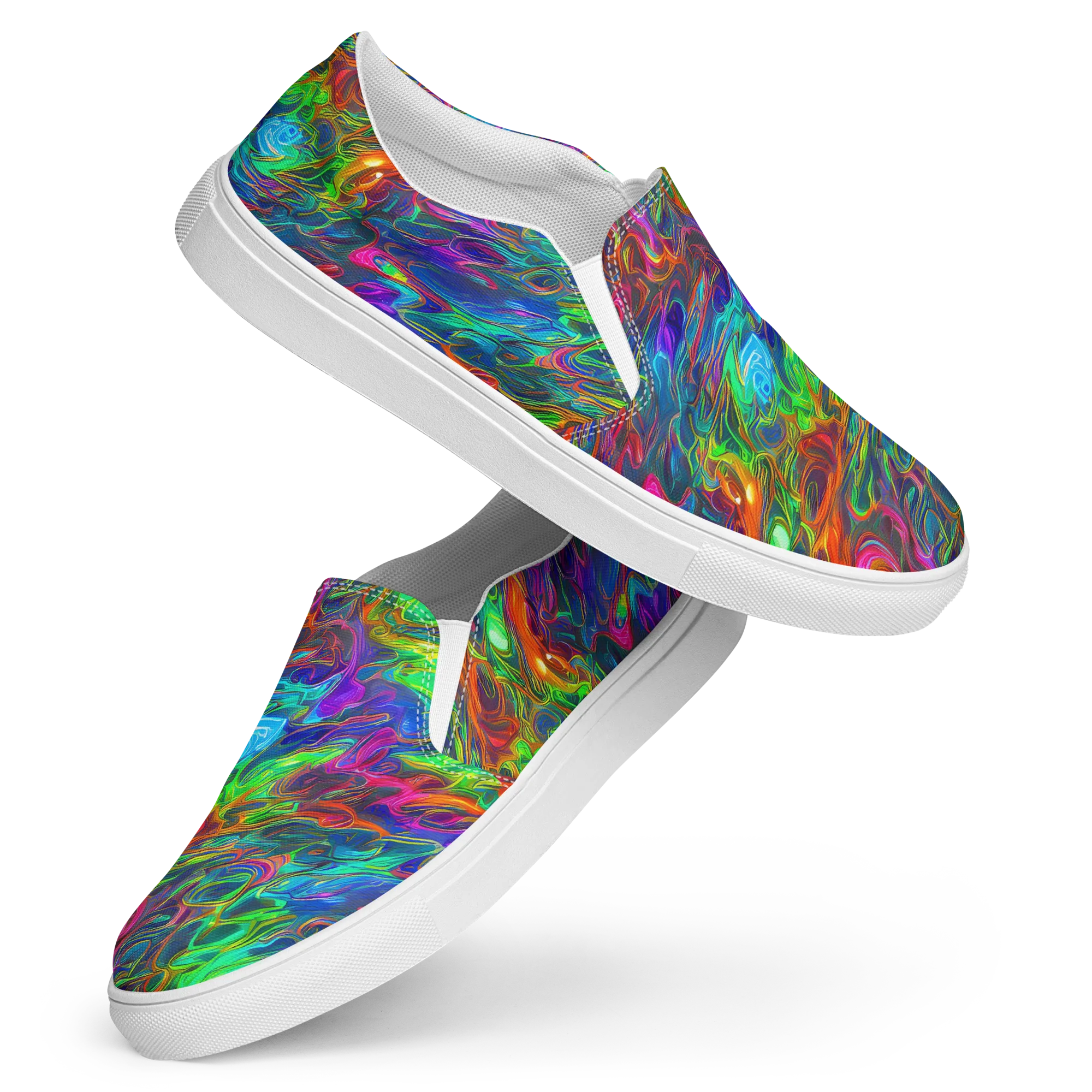 Rainbow Rebellion on Women's Slip-On Canvas Shoes — Front