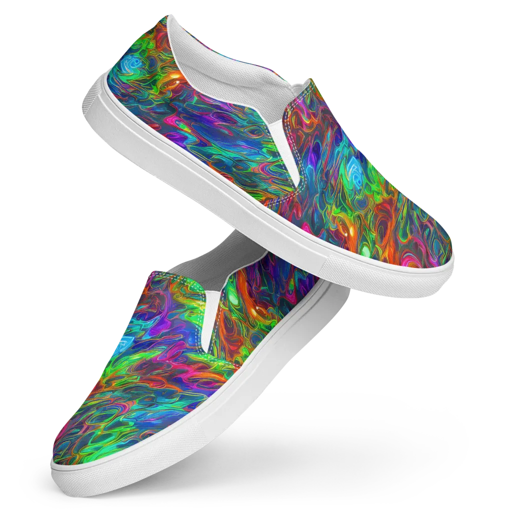 Rainbow Rebellion on Women's Slip-On Canvas Shoes — Front