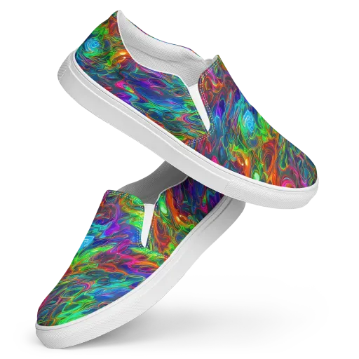 Rainbow Rebellion on a Women's Slip-On Canvas Shoes