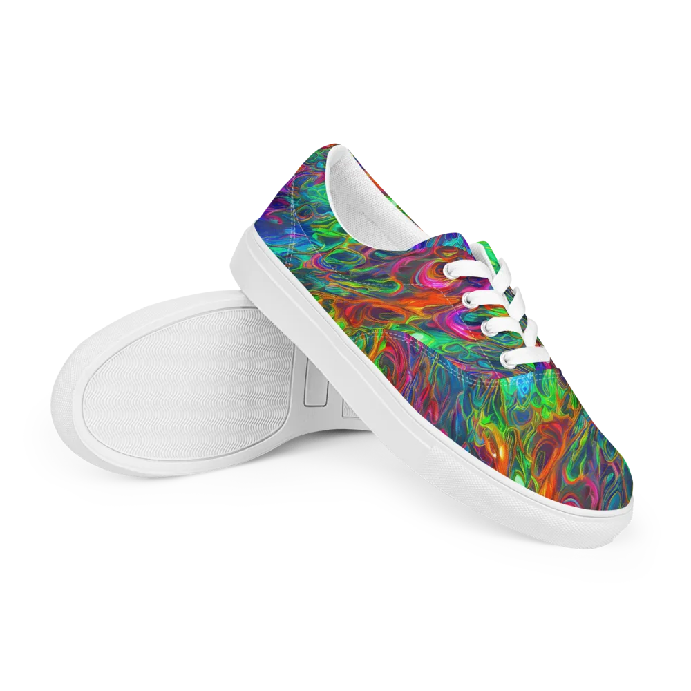 Rainbow Rebellion on Men's Lace-Up Canvas Shoes — Right Front