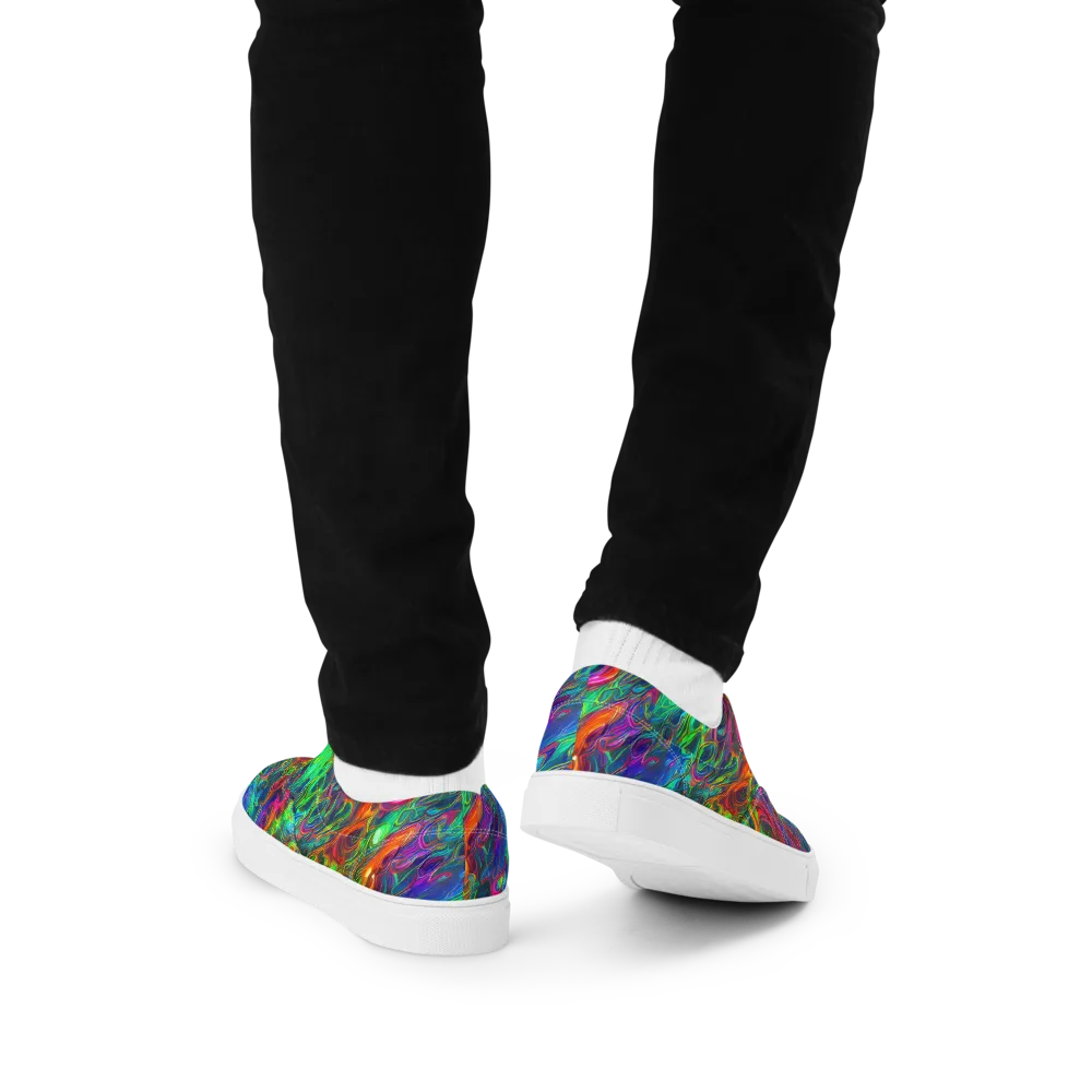 Rainbow Rebellion on Men's Lace-Up Canvas Shoes — Back