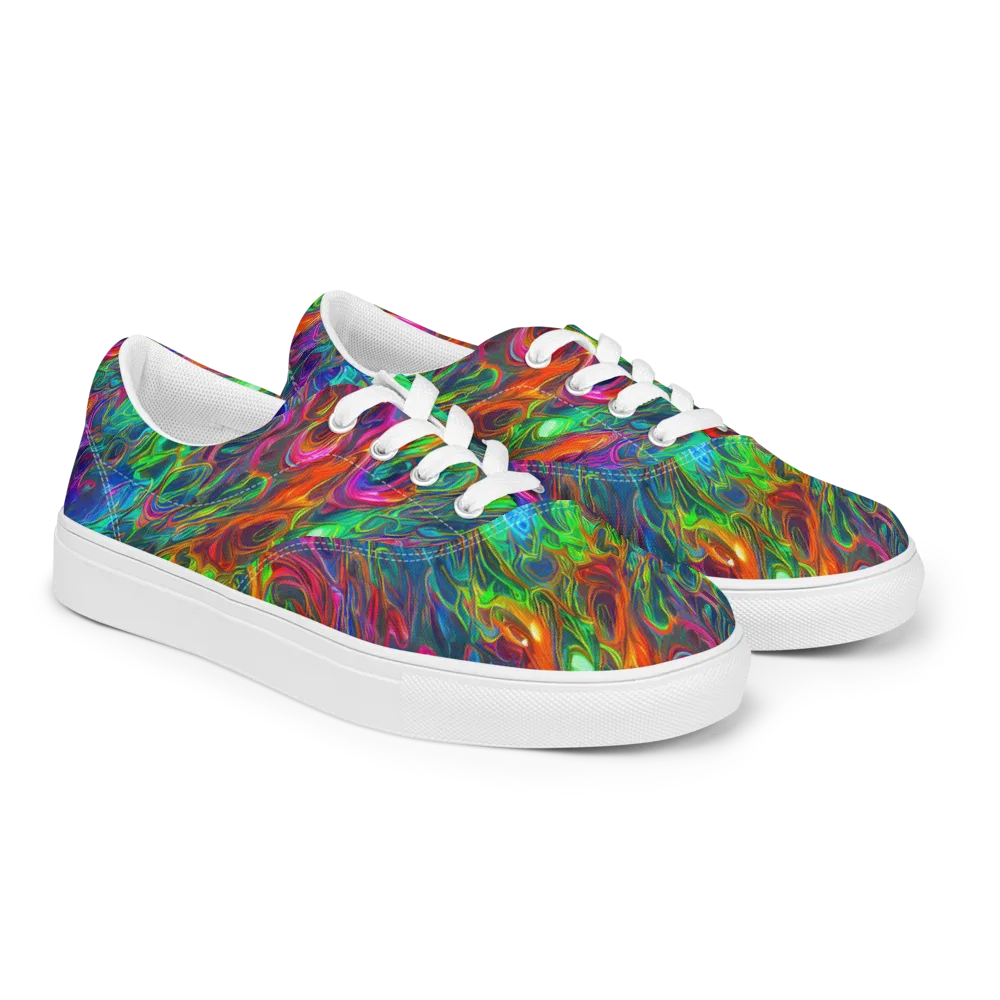 Rainbow Rebellion on Men's Lace-Up Canvas Shoes — Right Front