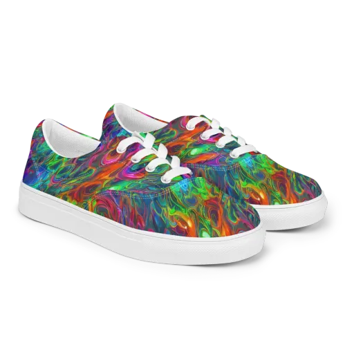Rainbow Rebellion on a Men's Lace-Up Canvas Shoes