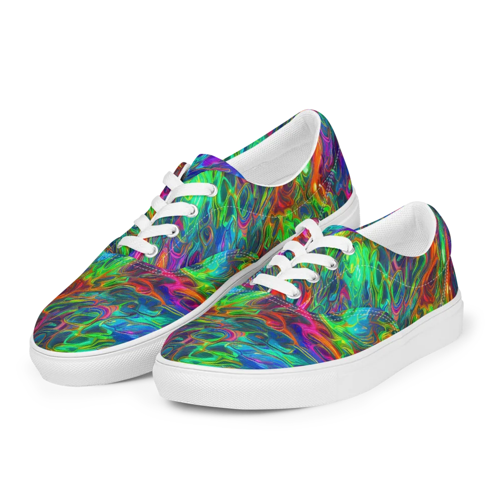 Rainbow Rebellion on Men's Lace-Up Canvas Shoes — Left Front
