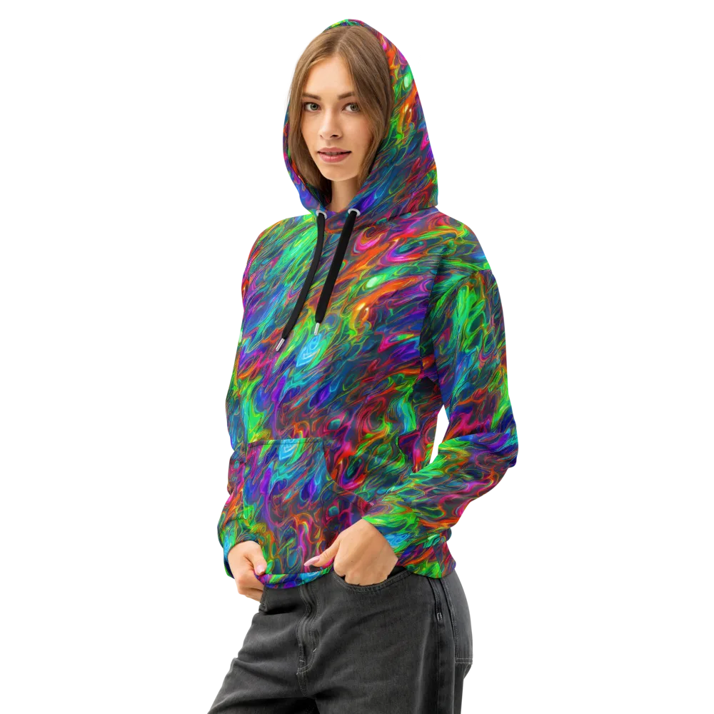 Rainbow Rebellion on Cotton Hoodie — Left Front