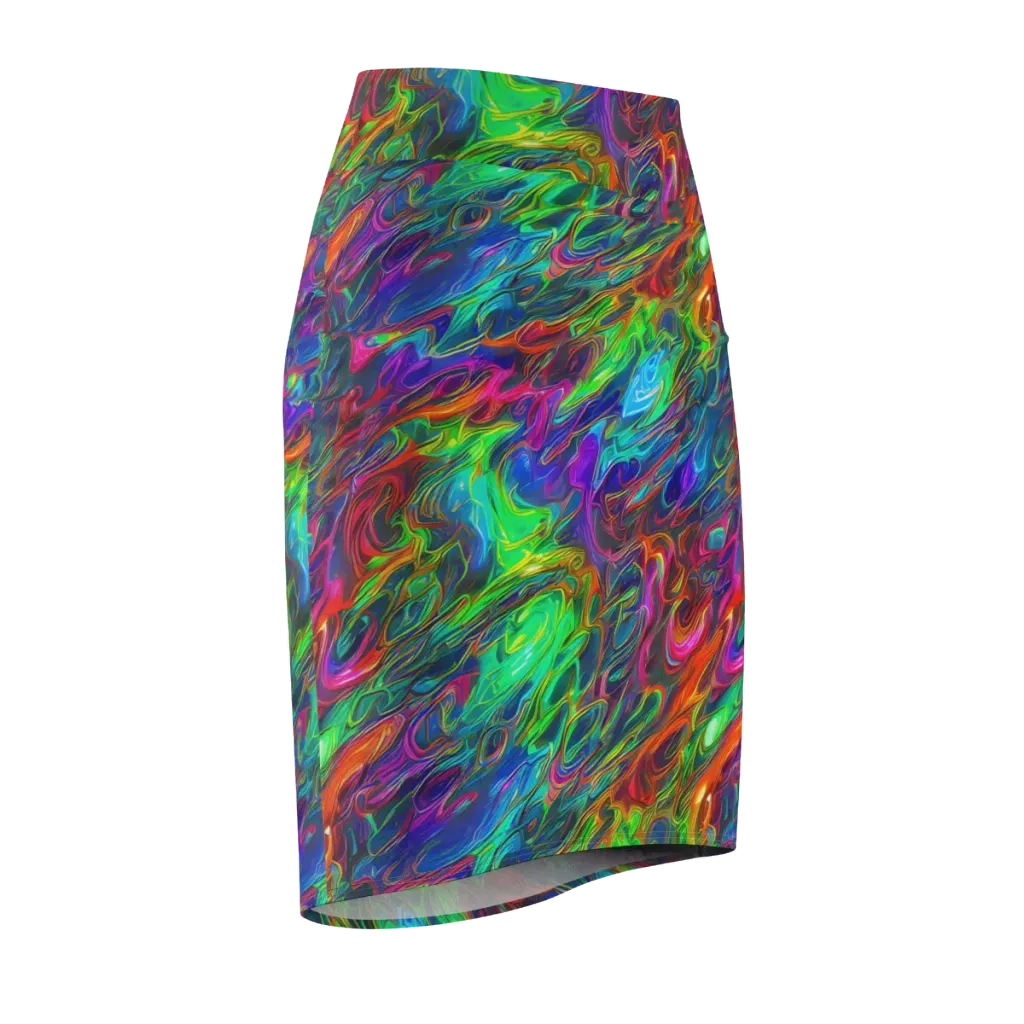 Rainbow Rebellion on Pencil Skirt — Front Side