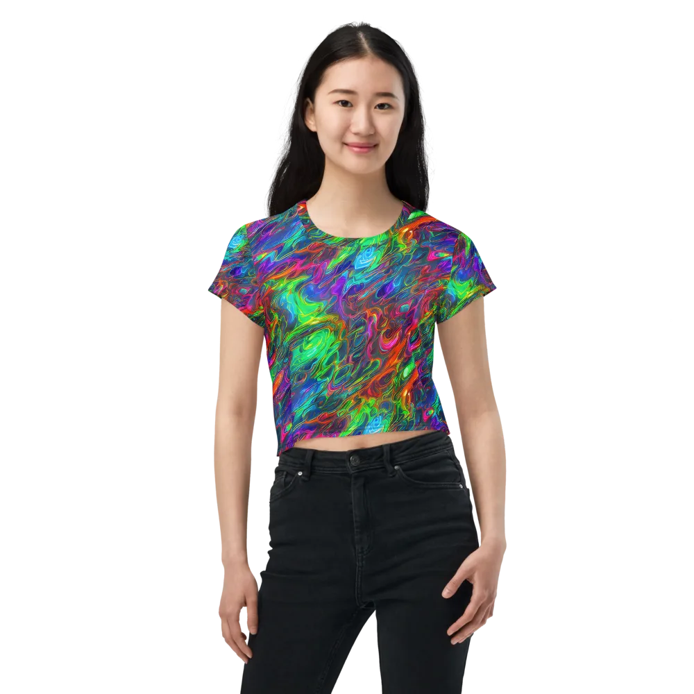 Rainbow Rebellion on Crop Tee — Front