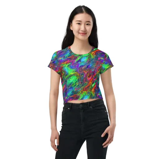 Rainbow Rebellion on a Crop Tee